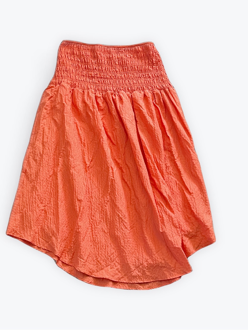 Anthropologie Coral-Orange High-Low Dress/ Smocked Waist Skirt